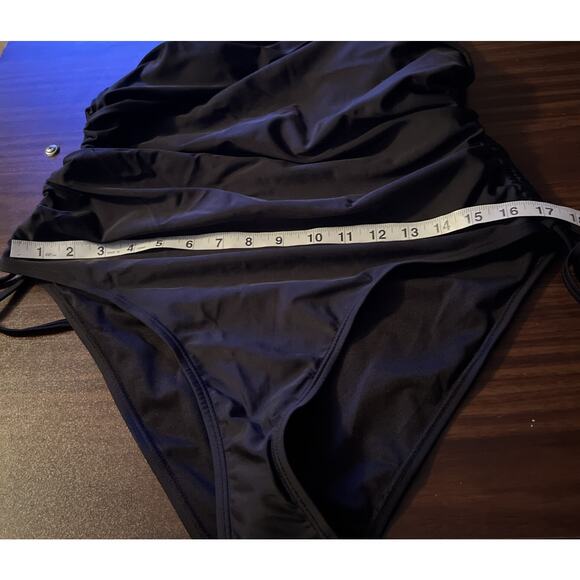 Viottiset Womens Ruched High Cut 1-Piece Swimsuit Tummy Control Cheeky Black XL - Picture 8 of 8